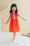 Váy bé gái sát nách cam phối ren - KVS2209