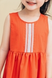 Váy bé gái sát nách cam phối ren - KVS2209