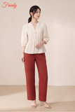 [SET THẠCH THẢO] Bộ dài tay nữ linen đắp ren hoa thanh lịch - WBD2604