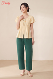 [SET CÚC HOẠ MI] Bộ ngắn tay nữ be thêu hoa cúc hoạ mi tinh tế - WBN2603
