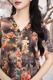 Bộ ngắn tay nữ lụa hoa - WBD2339