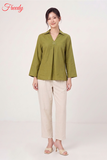 Bộ dài tay nữ linen tưng dáng cổ bẻ thêu hoa - WBD2607