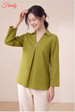Bộ dài tay nữ linen tưng dáng cổ bẻ thêu hoa - WBD2607