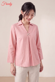 Bộ dài tay nữ linen tưng dáng cổ bẻ thêu hoa - WBD2607
