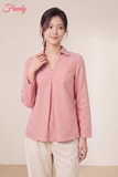 Bộ dài tay nữ linen tưng dáng cổ bẻ thêu hoa - WBD2607