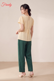 [SET CÚC HOẠ MI] Bộ ngắn tay nữ be thêu hoa cúc hoạ mi tinh tế - WBN2603