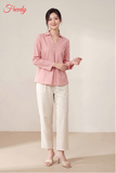 Bộ dài tay nữ linen tưng dáng cổ bẻ thêu hoa - WBD2607