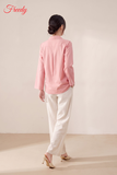 Bộ dài tay nữ linen tưng dáng cổ bẻ thêu hoa - WBD2607