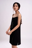 Váy 2 dây lụa tơ ý đen xuông - 91309191S011
