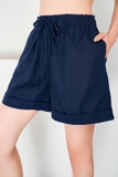 Quần đùi linen cạp chun ống lơ-V - WQN2201