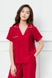 Bộ pijama ngắn tay đỏ mận - 91410202S004