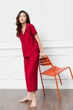 Bộ pijama ngắn tay đỏ mận - 91410202S004