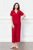 Bộ pijama ngắn tay đỏ mận - 91410202S004