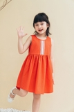 Váy bé gái sát nách cam phối ren - KVS2209