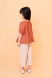 Áo ngắn tay bé gái hồng cam cách điệu - KAN1202