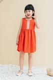 Váy bé gái sát nách cam phối ren - KVS2209
