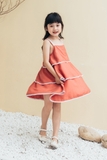 Váy bé gái 2 dây hồng đất 3 layer - KVH2201