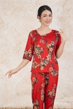 [SET ĐỖ QUYÊN] Bộ dài tay nữ lụa hàn hoa đỗ quyên - WBD2504