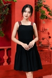 Váy 2 dây nữ đũi đen thêu bản dây - WVH2202