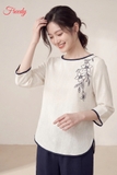 [SET HOA QUỲNH] Bộ dài tay nữ trắng thêu hoa quỳnh thanh lịch - WBD2606