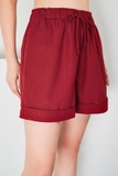Quần đùi linen cạp chun ống lơ-V - WQN2201