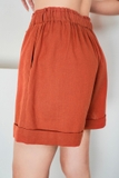 Quần đùi linen cạp chun ống lơ-V - WQN2201
