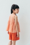 Áo sát nách bé gái caro cam thêu - KAS2204