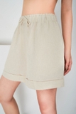 Quần đùi linen cạp chun ống lơ-V - WQN2201