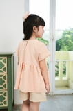 Áo ngắn tay bé gái hồng cam phối ren - KAN2212
