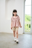 Áo ngắn tay be gái hồng bèo cổ - KAN2211