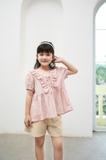 Áo ngắn tay be gái hồng bèo cổ - KAN2211