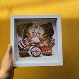 Khung Hộp Tranh Thêu Em bé Cute