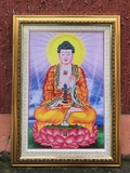 KHUNG TRANH THÊU ĐỨC PHẬT TRÊN TÒA SEN