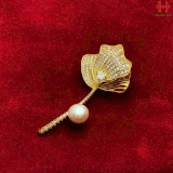 Cài áo hoa gắn Ngọc trai –BR074