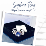 Nhẫn nữ vàng trắng gắn đá Sapphire