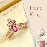 Nhẫn vương miện vàng hồng gắn đá Sapphire