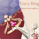 Nhẫn vương miện vàng hồng gắn đá Sapphire