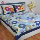 Chăn Quilt Lục Lăng Xanh