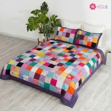 Chăn quilt vuông chiều tím 1