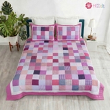 Chăn quilt vuông mây hồng