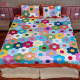 Chăn Quilt Lục Lăng Cam Đa Sắc