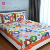 Chăn Quilt Lục Lăng Cam Đa Sắc
