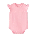 Bộ liền thân tam giác tay bèo hồng tim, vải cotton organic