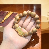 VÒNG TAY TRẦM HƯƠNG TRÒN TRƠN MIX TỲ HƯƠU VÀNG