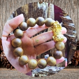 VÒNG TAY TRẦM HƯƠNG TRÒN TRƠN MIX TỲ HƯƠU VÀNG