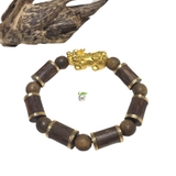 VÒNG TAY NGUYÊN CỘNG TRẦM HƯƠNG TỰ NHIÊN TỲ HƯƠU VÀNG