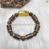 VÒNG TAY NGUYÊN CỘNG TRẦM HƯƠNG TỰ NHIÊN TỲ HƯƠU VÀNG