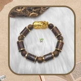 VÒNG TAY NGUYÊN CỘNG TRẦM HƯƠNG TỰ NHIÊN TỲ HƯƠU VÀNG