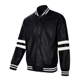 Áo khoác bomber da cao cấp phối SỌC TAY LADOS - LD2069
