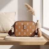 Túi MLB Big B Monogram Boston Beige Brown 7ACRM084N-43CAS
